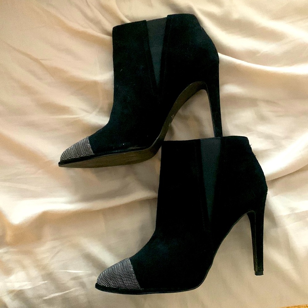 Suede cap toe booties
